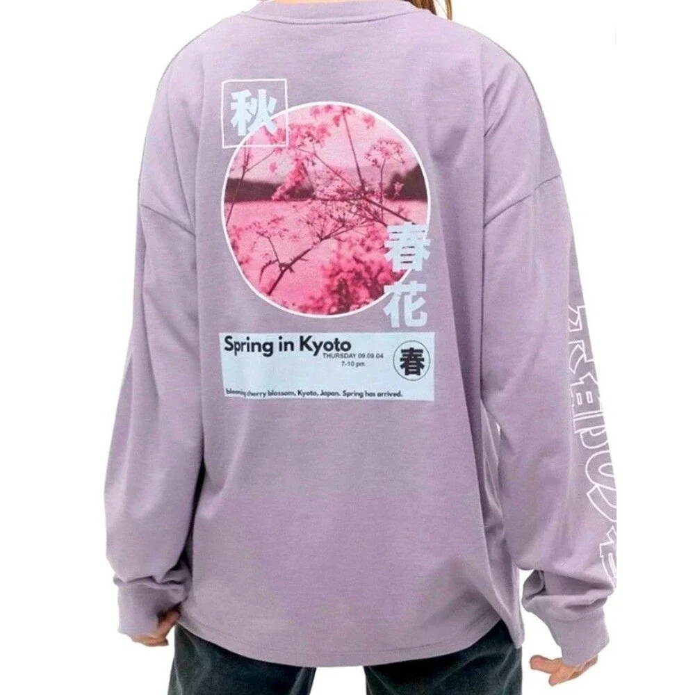 Urban Outfitters Kyoto Champions Plum Purple Crew Long Sleeve Size M - Picture 1 of 12
